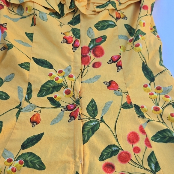 Agua Bendita Yellow Floral Off-Shoulder Mini Dress - Picture 12 of 16